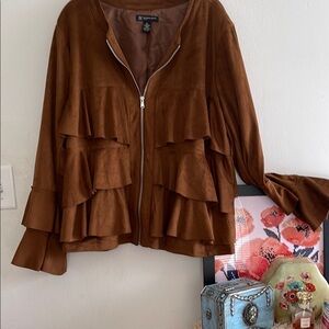 Brown Macys Inc  Ruffled Women's Jacket